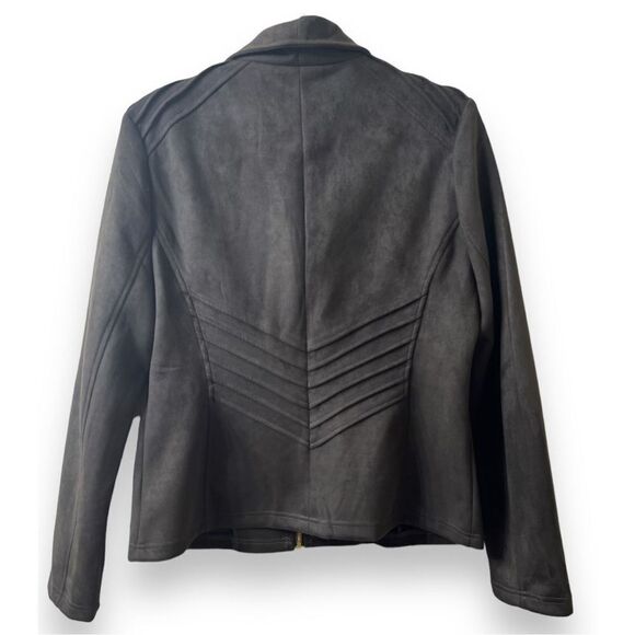 NWOT Andrew Marc Suede Pleated Motorcycle Jacket Size L Coat Marc New York - Picture 8 of 9